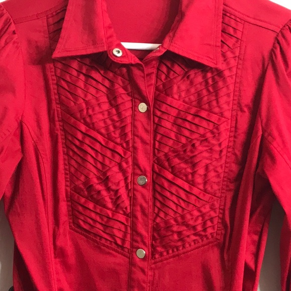 COOGI Button Down Shirt Dress with Elastic Belt - Picture 2 of 8